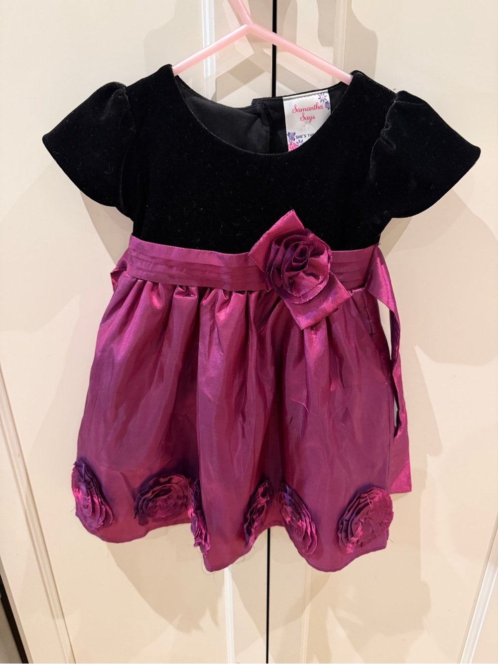 Samantha 12m Paige Black Velvet & Purple Party Dress